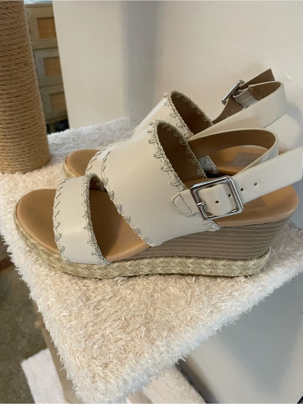 Dolce Vita White Double-Strap Espadrille Sandals